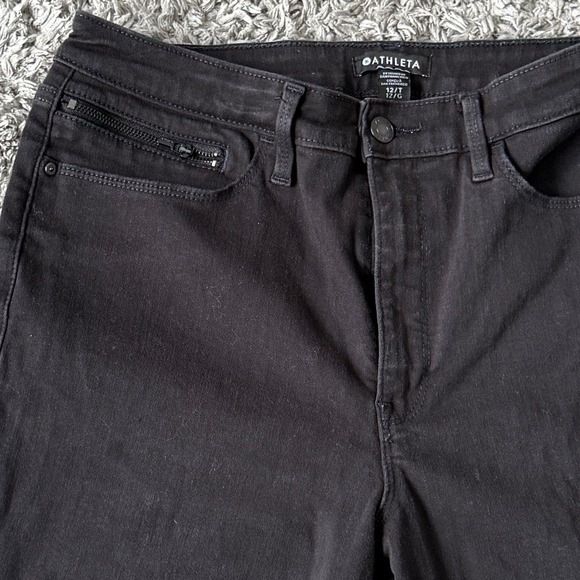 Athleta Flex Kick Flare Jean Black Women's Size 12 Tall Zip Pocket Stretch EUC - Picture 3 of 6